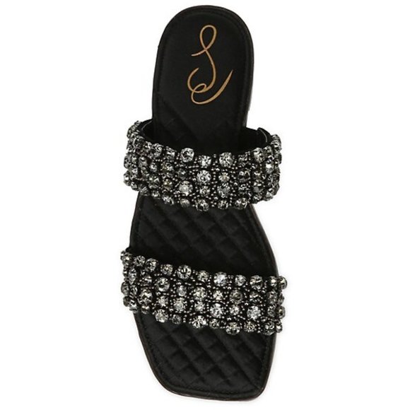 Women's Sam Edelman Ezel Embellished Sandals in Black, Size 6.5 - Picture 2 of 9
